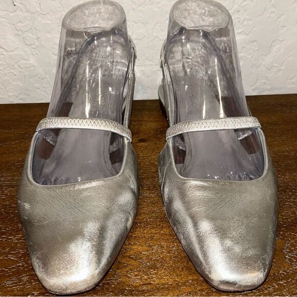 Vince Bernice Metallic Slip On Slingback Flat Shoes - Picture 8 of 16